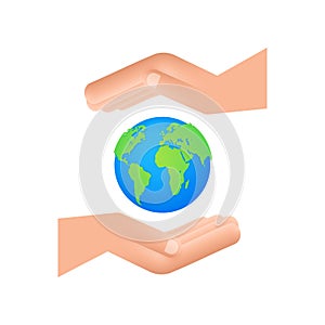 Abstract illustration with earth in hands. Happy earth day. Planet sign. Hand draw.