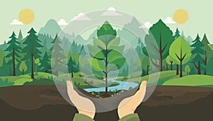 Abstract Illustration of Ecological Harmony in Minimalist Vector Style photo