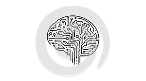 An abstract illustration of an electronic circuit board brain in profile, ai artificial intelligence concept