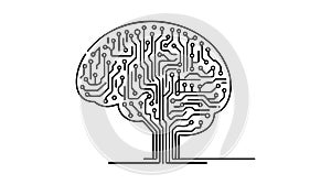 An abstract illustration of an electronic circuit board brain in profile, ai artificial intelligence concept