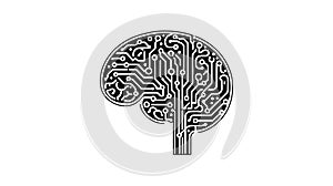 An abstract illustration of an electronic circuit board brain in profile, ai artificial intelligence concept