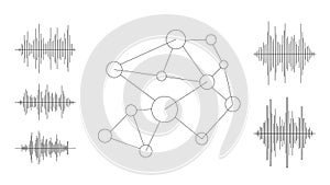 Audio Waveforms and Network Graph Illustration