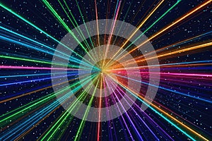 Colorful Light Rays in Space