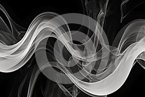 Abstract black smoke flows, creating a dramatic visual impact.