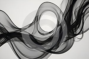 Abstract black smoke flows, creating a dramatic visual impact.