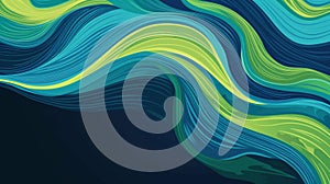 Abstract Illustration of Flowing Blue and Green Waves, Evocative of Natural Movement