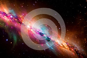 Abstract illustration of galaxy, planets, stars