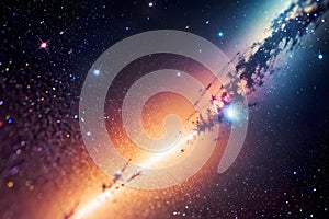 Abstract illustration of galaxy, planets, stars