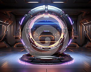 Abstract illustration glowing technogenic ring