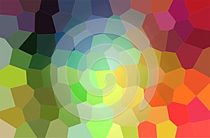 Abstract illustration of green, blue, yellow and red bright big hexagon background.