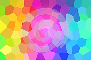 Abstract illustration of green, yellow, purple and blue bright big hexagon background.