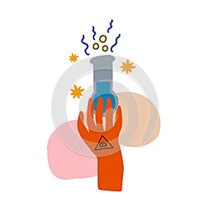 Abstract illustration with hand and gladd tube