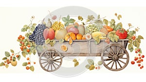 Abstract illustration of harvesting all kinds of fruits