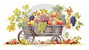 Abstract illustration of harvesting all kinds of fruits