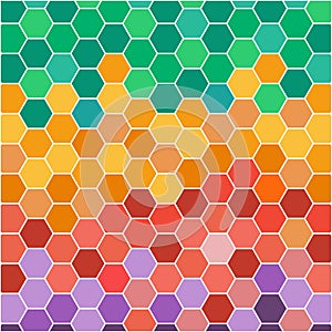 Abstract illustration with hexagonal colored honey cells