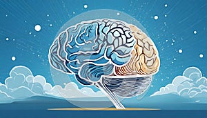 Abstract illustration of human brain. Self care concept, positive thinking and creative mind