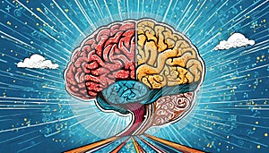 Abstract illustration of human brain. Self care concept, positive thinking and creative mind