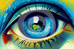 Abstract illustration of human eye. Medicine, view, organ of vision or health concept. Created with generative AI tools