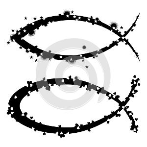 An abstract illustration on Ichthys symbol in black