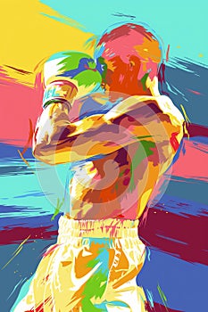 Abstract illustration of a male boxers