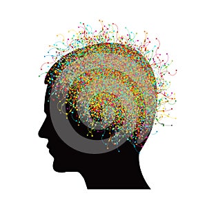 Abstract illustration with male profile and neural circuits