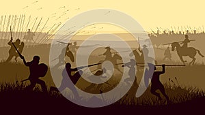 Abstract illustration of medieval battle. photo