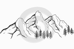 Abstract illustration natute or outdoor mountain range silhouete