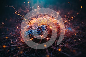 Abstract illustration of neurons firing human brain.