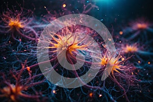 Abstract illustration of neurons firing human brain.
