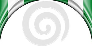 abstract illustration. Nigeria flag 2 side. white background space for text or images. Semi-circular space