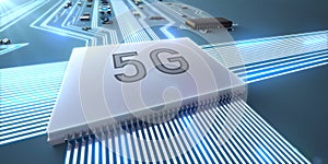 Abstract illustration of the operation of a 5g processor.