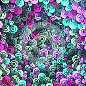 Abstract Illustration of paper-crafted, quilling flowers with different shades of spring colors. 3d rendering