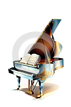 Abstract illustration of piano, musical notes and clef