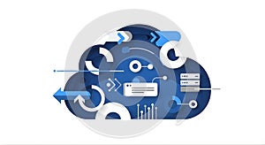 Digital Cloud Computing Concept - Data Storage, Network, Servers, Analytics, Technology