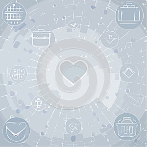 Digital Heart and Lifestyle Icons Concept