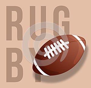 Abstract illustration of rugby ball isolated on sand background.Text rugby. Vector design