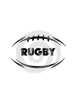 Abstract illustration of rugby ball isolated on white background.Text rugby inside the ball.Vector design.Lines design