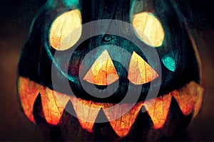 Abstract illustration scary and spooky Halloween pumpkin candle