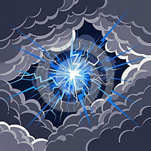 Lightning Bolt Thunderstorm Night Sky.
