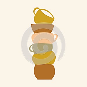 abstract illustration of six stacks of cups