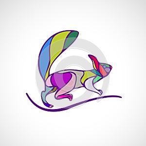 Abstract illustration of squirrel. Outline wavy squirrel vector
