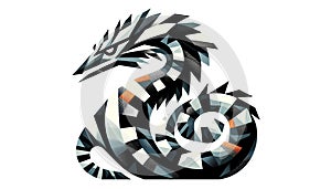 Abstract illustration of a stylized bird-like creature, f