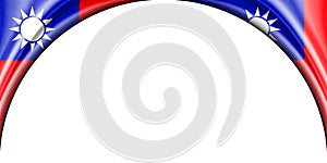 abstract illustration. Taiwan flag 2 side. white background space for text or images. Semi-circular space