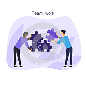 Abstract illustration, teamwork. Two people working in a team.