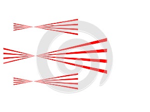 Abstract illustration of three red lines with a twist and duplicated with two smaller ones. .