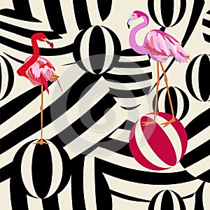 Abstract illustration of two flamingos
