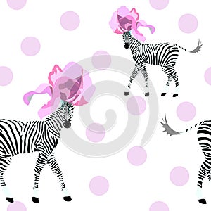 Abstract illustration of two striped white and black Zebra