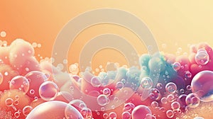 An abstract illustration of upward-floating bubbles, representing joy and laughter, on a pastel color background.