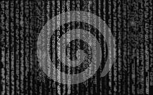 Abstract illustration. Vector streaming binary code background.