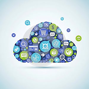 Cloud Computing E-commerce Icons Concept